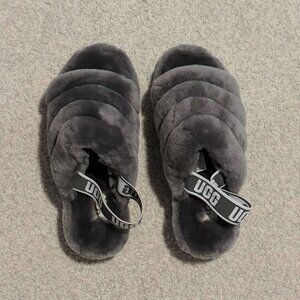NEVER WORN UGG Fluff Yeah slippers Gray